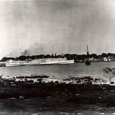 Steamers MASSACHUSETTS and NEW HAMPSHIRE at dock