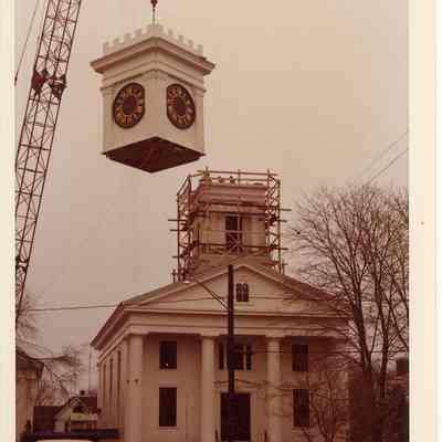 New tower being put on United/Congregational Church, Main Street