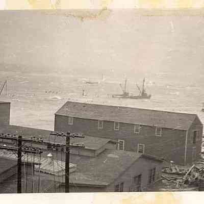 Stonington Harbor with boats from Atwood Machine Shop during hurricane