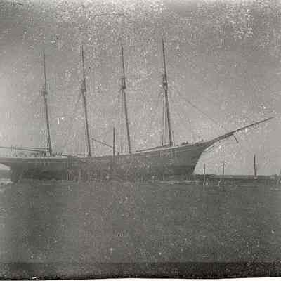 4-masted schooner at dock, Stonington CT