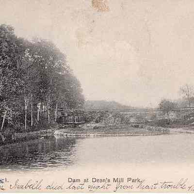 Dam at Dean's Mill Park (Westerly RI crossed out), Stonington CT