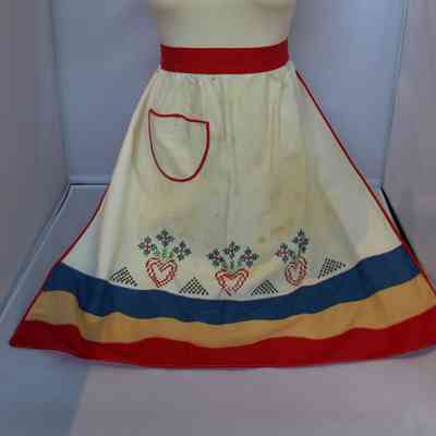 Red, White, Blue and Yellow Waist Apron