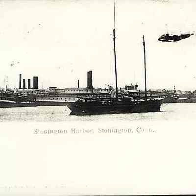 Liners and steamers in harbor, Stonington CT