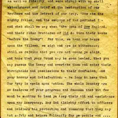 Letter to Col. H. Babcock dated 22 July 1758