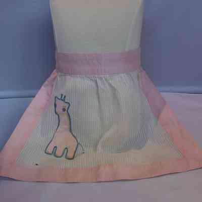 Pink and White Child's Waist Apron