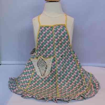 Green and Pink Child's Bib Apron