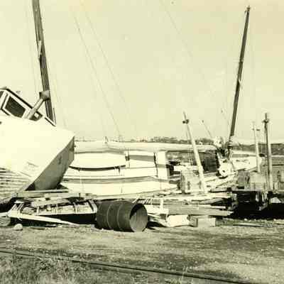 Boats washed on shore