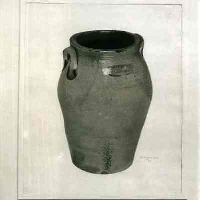 Watercolor of Butter Crock, 1800-1830