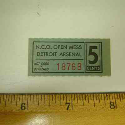 Detroit Arsenal NCO Open Mess Chit