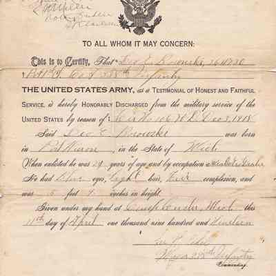 WWI discharge paper, Leo Borowski