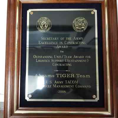 Excellence in Contracting Award TACOM/TIGER