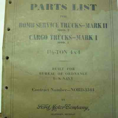Ford Bomb Truck Parts List