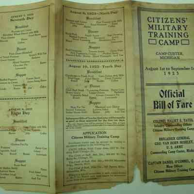 CMTC 1923 Bill of Fare