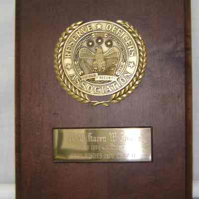 LTC Ziegler Army Reserve Officer Association Plaque