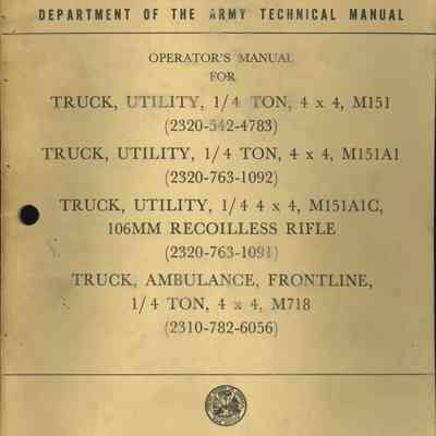 Operators Manual M151 Series Vehicles
