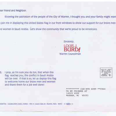 Support Our Troops Desert Storm Mailout