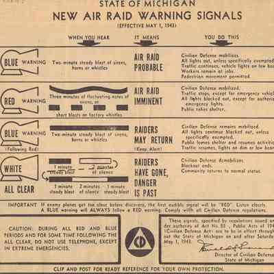 Air Raid Warning Signals - Newspaper Clipping
