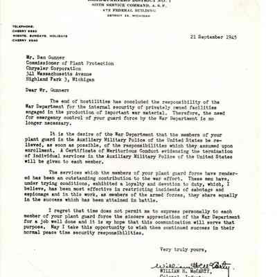 Auxiliay Police termination letter