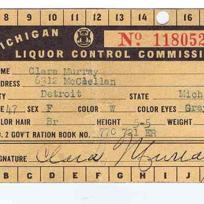 Michigan Liquor Control Ration Card