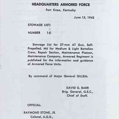 Stowage List #14, 37-mm AT Gun