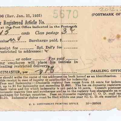 Postoffice Warbonds Recipt