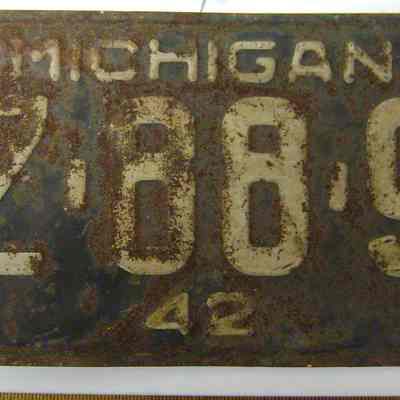 1942 Michigan Car License Plate