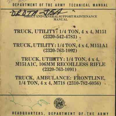 Maintenance Manual M151 Truck