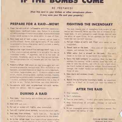 "If the Bombs Come" Air Raid Preparedness Bulletin