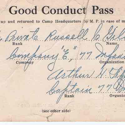Good Conduct Pass to Russel Gilbert