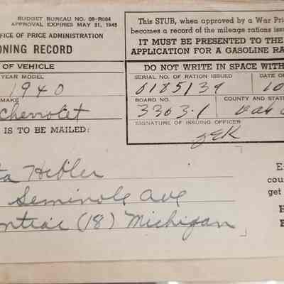 Mileage Rationing Record