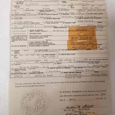 Lee Charland Death Certificate