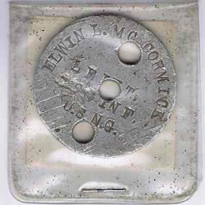 WWI Dogtag, Lt. Elwin McCormick