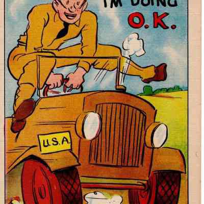 WWII Jeep Postcard