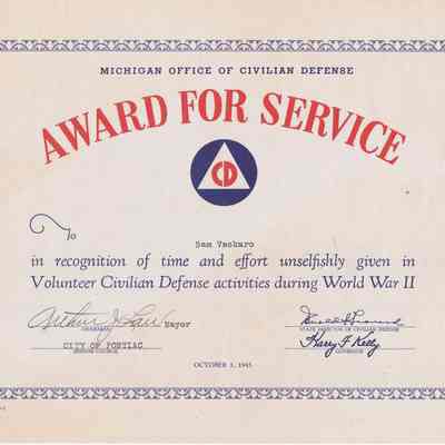 Civil Defense Service Award, Pontiac