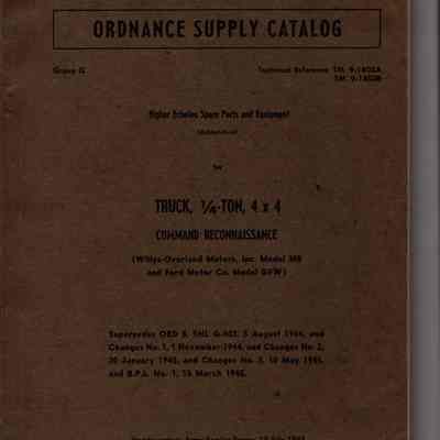 Ordnance Supply Catalog, Truck 1/4-Ton