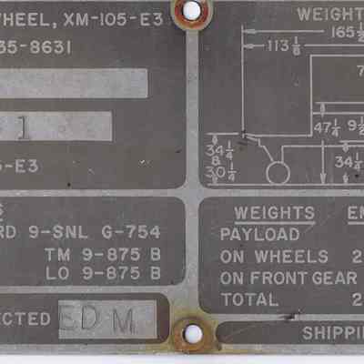 Checker XM105E3 Trailer Data Plate