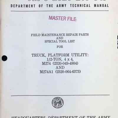 1/2-Ton Truck, Platform, Maintenance Parts with changes
