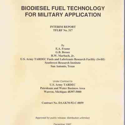 Biodiesel Fuel Technology for Military