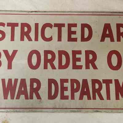 War Department Restricted Area Sign