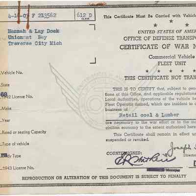 Certificate of War Necessity