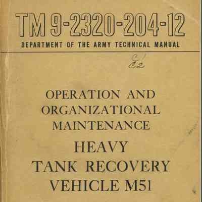 Operational & Organizational Maintenance, Tank Recovery Vehicle, M51