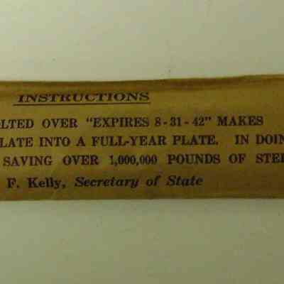 1942 Michigan Car License Plate Tabs