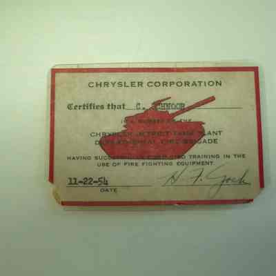Chrysler Detroit Arsenal Fire Brigade ID