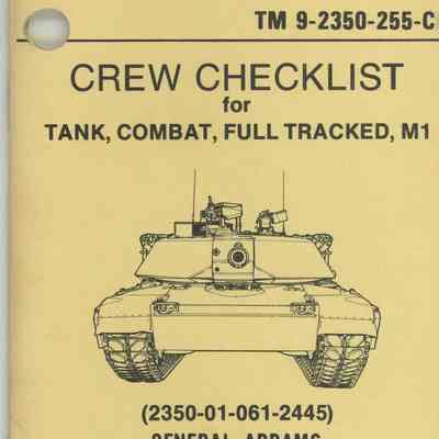 Crew Checklist, M1 Abrams