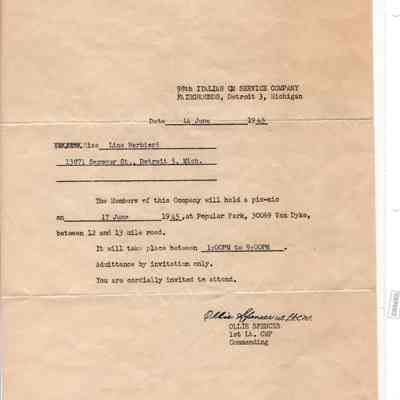 Italian Service Unit Picnic Invite