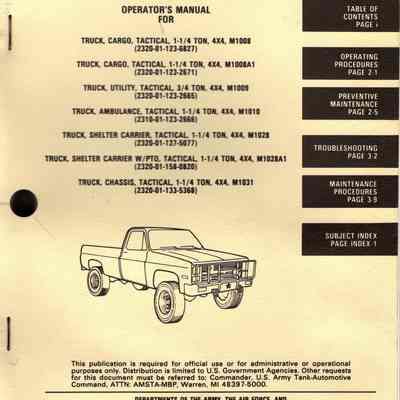 Operator Manual 1 1/4Ton 4x4 Truck