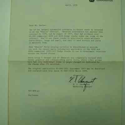 Chrysler letter on the WHEELS program