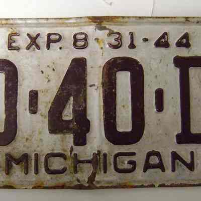 1944 Michigan Car License Plate