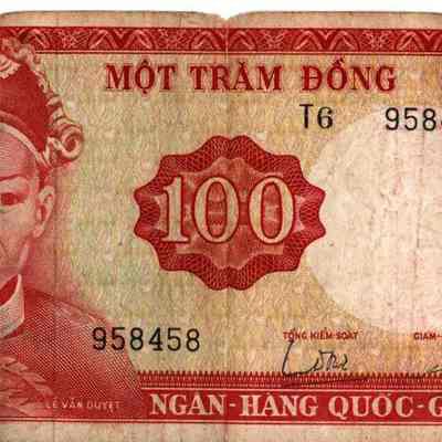 South Vietnamese paper note for 100 Dong.