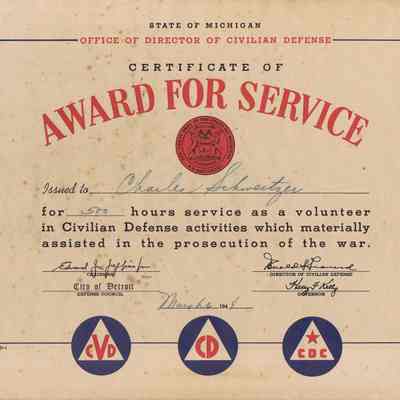 Civil defense Service Certificate